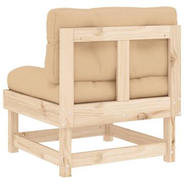 Middle Sofas with Cushions - Solid Pine Wood (2 pcs)