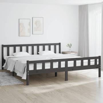 Grey Solid Wood Bed Frame 180x200 cm | Super King Size