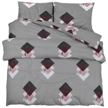 Duvet Cover Set Grey 135x200 cm Cotton | Soft & Elegant