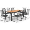 9 Piece Black & Brown Garden Dining Set - Durable PVC Rattan