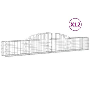 Arched Gabion Baskets - 12 pcs Galvanised Iron Garden Decor