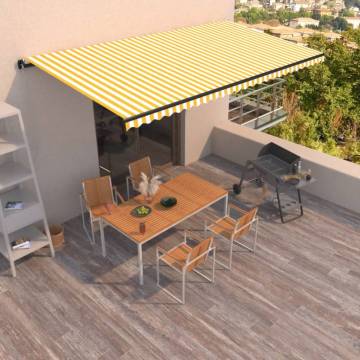 Manual Retractable Awning 600x350 cm Yellow/White | HipoMarket