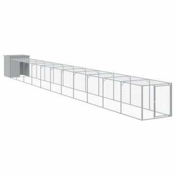 Light Grey Chicken Cage with Run - Durable & Spacious