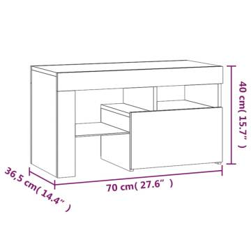 High Gloss White Bedside Cabinets with LED Lights - 2 pcs