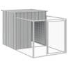 Light Grey Dog House with Run - Durable Galvanised Steel