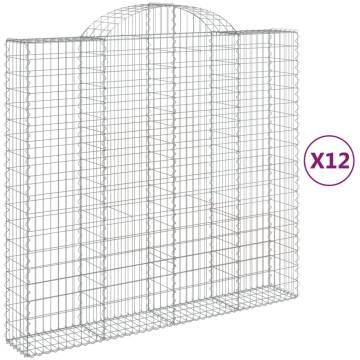 Arched Gabion Baskets - 12 pcs Galvanised Iron - Durable & Stylish