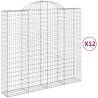 Arched Gabion Baskets - 12 pcs Galvanised Iron - Durable & Stylish