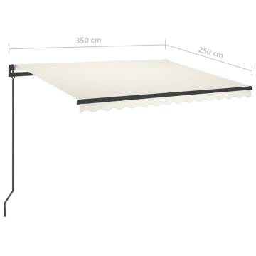 Manual Retractable Awning with LED - Cream 3.5x2.5m