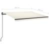 Manual Retractable Awning with LED - Cream 3.5x2.5m