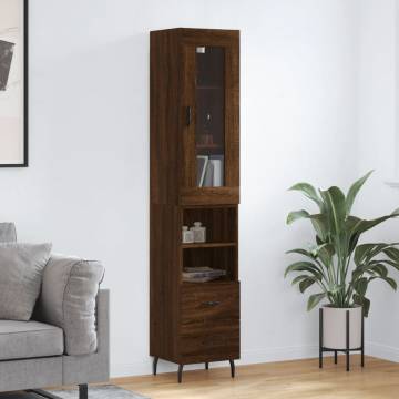 Stylish Highboard Brown Oak - 34.5x34x180 cm | HipoMarket