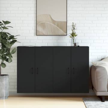 Elegant Black Wall Mounted Cabinets - 2 pcs | HipoMarket