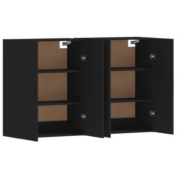 Elegant Black Wall Mounted Cabinets - 2 pcs | HipoMarket