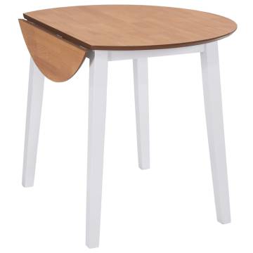 Drop-leaf Dining Table Round MDF White – Perfect for Small Spaces