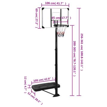 Basketball Stand - Adjustable Polycarbonate 256-361 cm