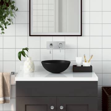 Matt Black Round Ceramic Bathroom Sink – Modern Elegance