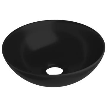 Matt Black Round Ceramic Bathroom Sink – Modern Elegance