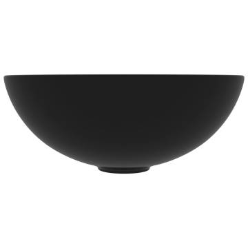 Matt Black Round Ceramic Bathroom Sink – Modern Elegance