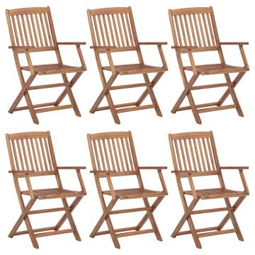 Folding Garden Chairs - 6 pcs Solid Acacia Wood | HipoMarket