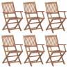 Folding Garden Chairs 6 pcs Solid Acacia Wood Colour brown Quantity in Package 6 Model with armrest Number of 1 