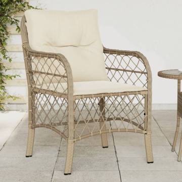 Garden Chairs with Cushions - 2 pcs Beige Poly Rattan