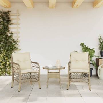 Garden Chairs with Cushions - 2 pcs Beige Poly Rattan