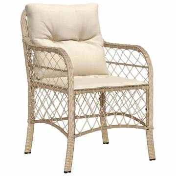 Garden Chairs with Cushions - 2 pcs Beige Poly Rattan