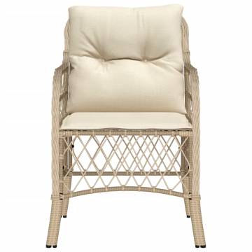 Garden Chairs with Cushions - 2 pcs Beige Poly Rattan