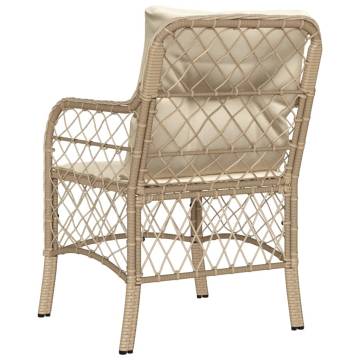 Garden Chairs with Cushions - 2 pcs Beige Poly Rattan