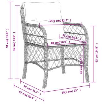 Garden Chairs with Cushions - 2 pcs Beige Poly Rattan