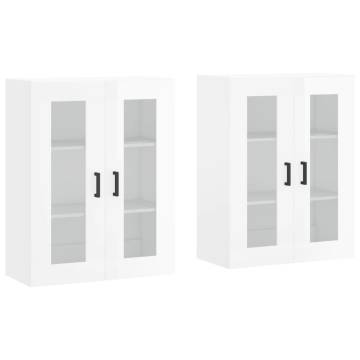 High Gloss White Wall Mounted Cabinets - 2 pcs | Hipo Market