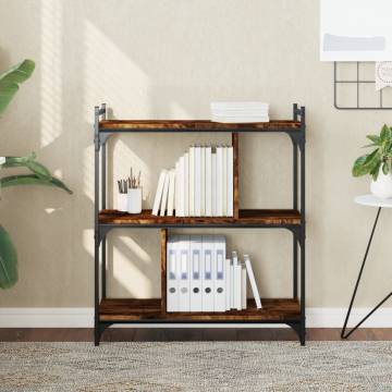 3-Tier Smoked Oak Bookcase - Durable Engineered Wood