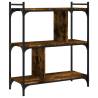 3-Tier Smoked Oak Bookcase - Durable Engineered Wood