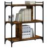 3-Tier Smoked Oak Bookcase - Durable Engineered Wood