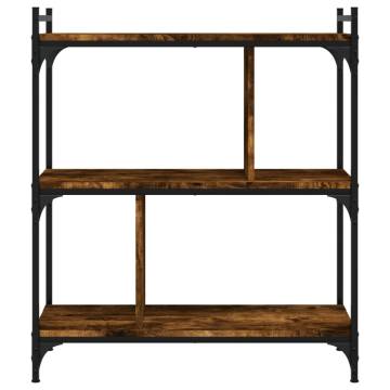 3-Tier Smoked Oak Bookcase - Durable Engineered Wood