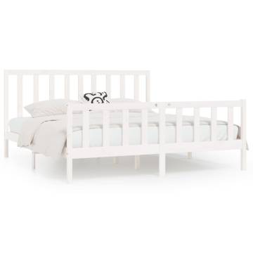 White Solid Wood Bed Frame 180x200 cm Super King Size - Hipo Market