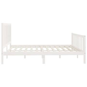 White Solid Wood Bed Frame 180x200 cm Super King Size - Hipo Market