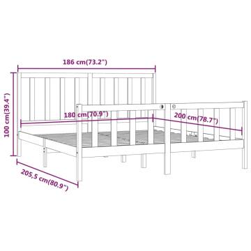 White Solid Wood Bed Frame 180x200 cm Super King Size - Hipo Market