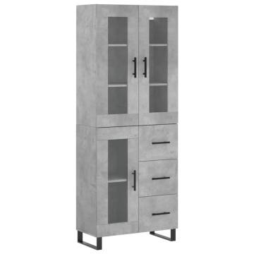 Stylish Highboard in Concrete Grey - 69.5x34x180 cm