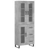 Stylish Highboard in Concrete Grey - 69.5x34x180 cm