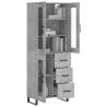 Stylish Highboard in Concrete Grey - 69.5x34x180 cm