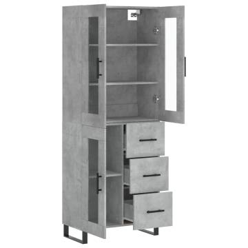 Stylish Highboard in Concrete Grey - 69.5x34x180 cm