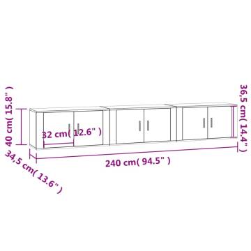 Wall-Mounted TV Cabinets - 3 pcs White | Hipomarket