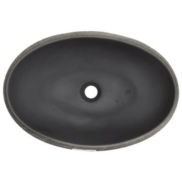 Stylish Black & Grey Ceramic Countertop Basin | 59x40 cm