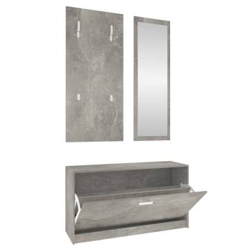 Stylish 3-in-1 Shoe Cabinet Set - Concrete Grey