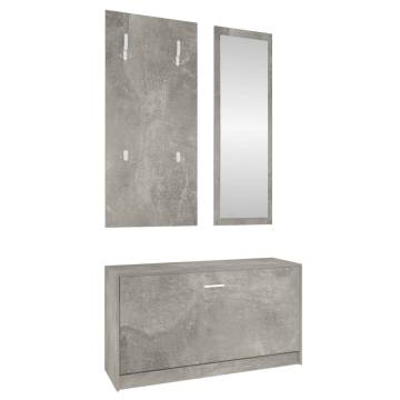 Stylish 3-in-1 Shoe Cabinet Set - Concrete Grey