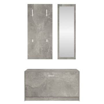 Stylish 3-in-1 Shoe Cabinet Set - Concrete Grey