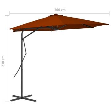 Outdoor Parasol with Steel Pole - Terracotta 300x230 cm