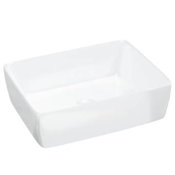 Elegant White Ceramic Wash Basin 48x37x13 cm for Bathrooms