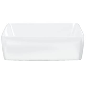 Elegant White Ceramic Wash Basin 48x37x13 cm for Bathrooms