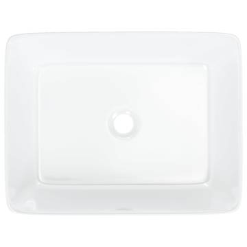 Elegant White Ceramic Wash Basin 48x37x13 cm for Bathrooms